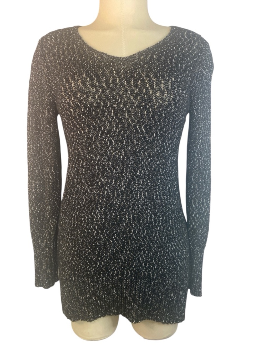 J. Jill Black and Gray Long-Sleeve Knit Sweater Women’s XL